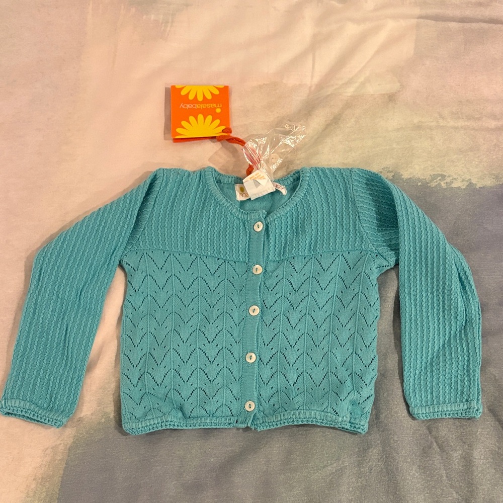 Masala Baby Teal Knit Cardigan